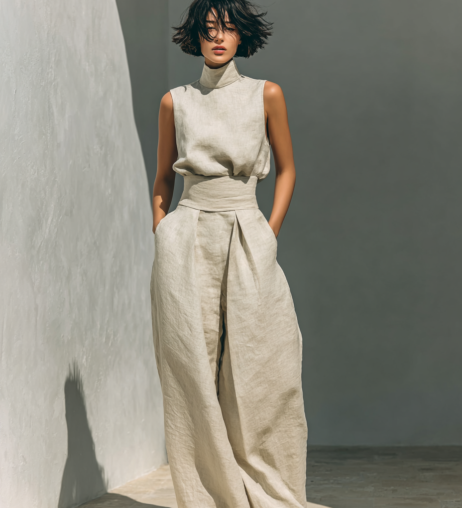 NOSTRA Ljubljana | Marija - Minimalistička bluza i set širokih hlača za žene