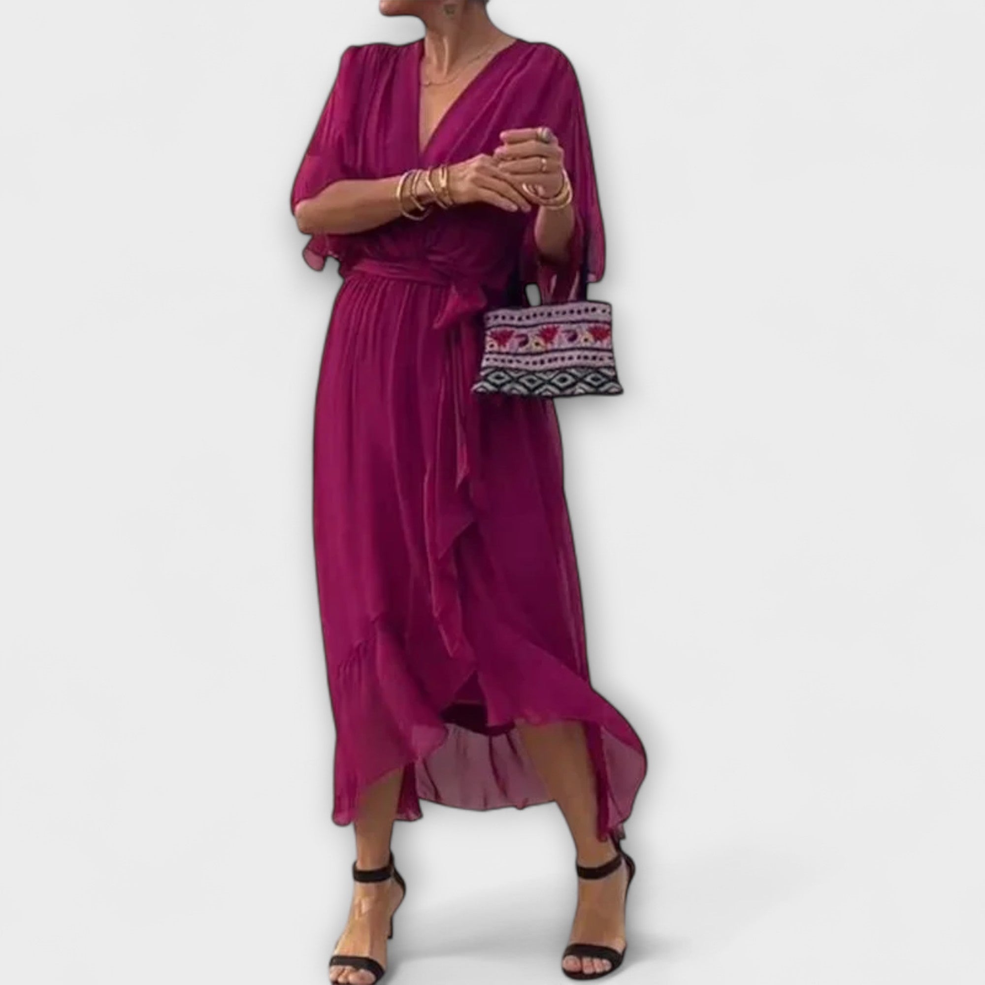 NOSTRA Ljubljana | Amoura - Chiffon haljina s V-izrezom