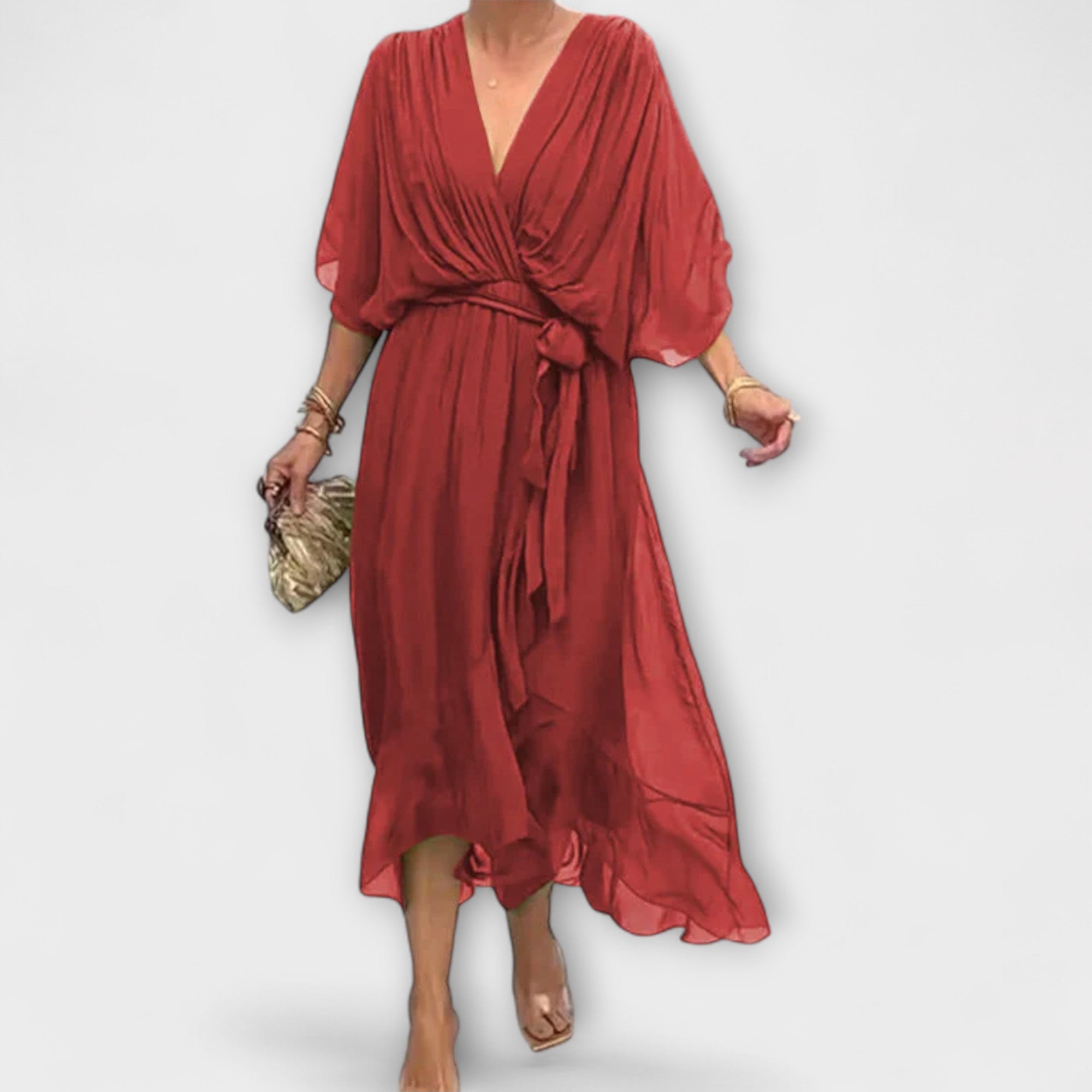 NOSTRA Ljubljana | Amoura - Chiffon haljina s V-izrezom