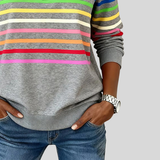 NOSTRA Ljubljana | Reinou - Sportski Polu-Kragnasti Pulover Prugasti u Sivoj