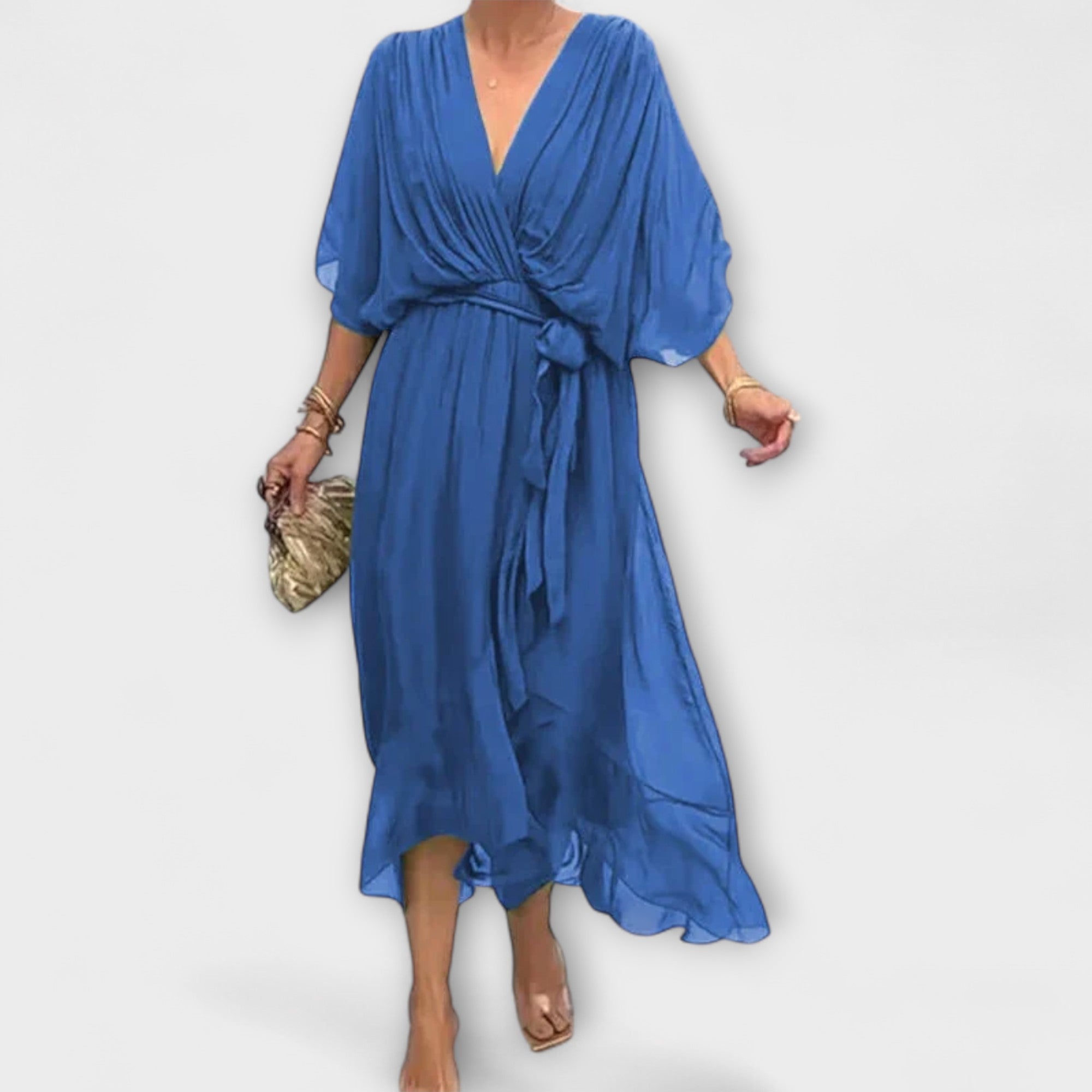 NOSTRA Ljubljana | Amoura - Chiffon haljina s V-izrezom