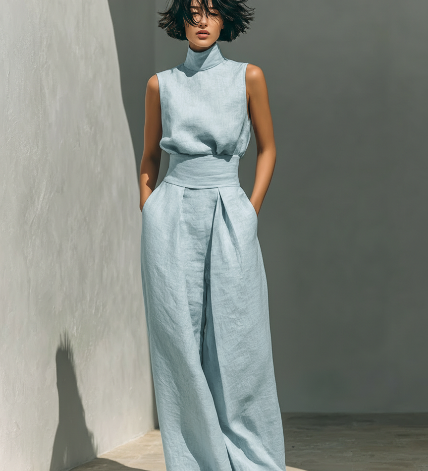 NOSTRA Ljubljana | Marija - Minimalistička bluza i set širokih hlača za žene