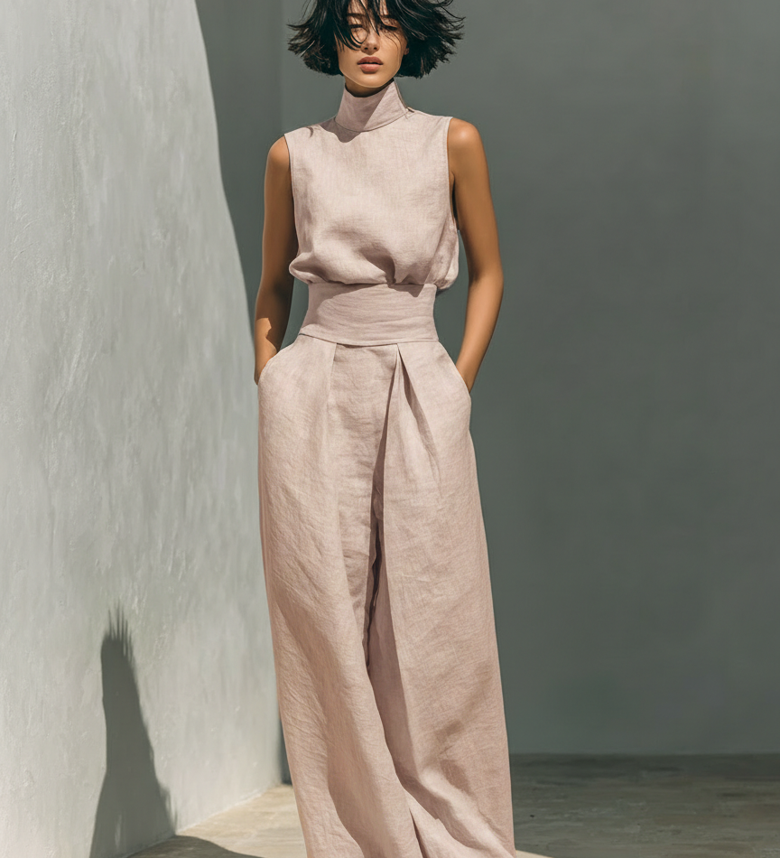 NOSTRA Ljubljana | Marija - Minimalistička bluza i set širokih hlača za žene
