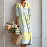 NOSTRA Ljubljana | Ursi™ - Boho haljina u pastelno žutoj s prugama
