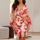 NOSTRA Ljubljana | Mini Cvjetna Haljina s Dugačkim Rukavima