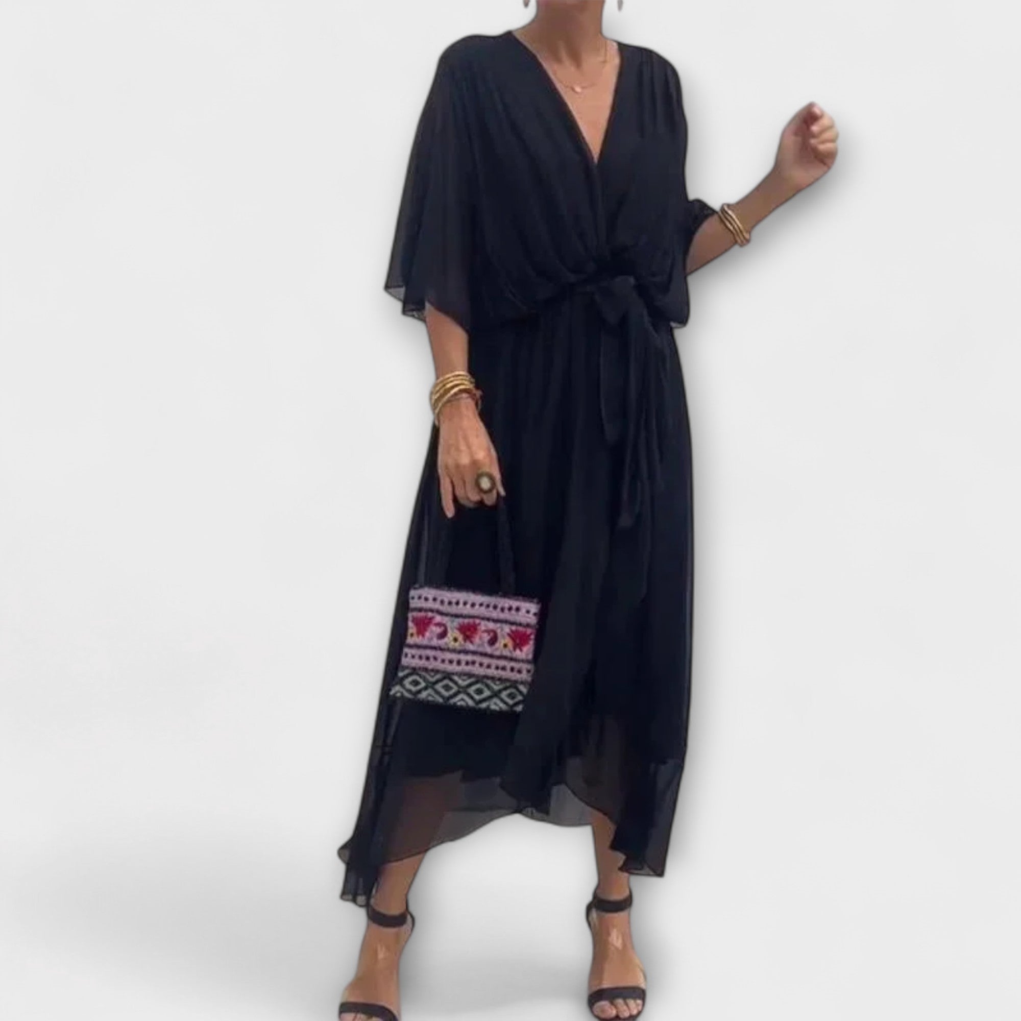 NOSTRA Ljubljana | Amoura - Chiffon haljina s V-izrezom