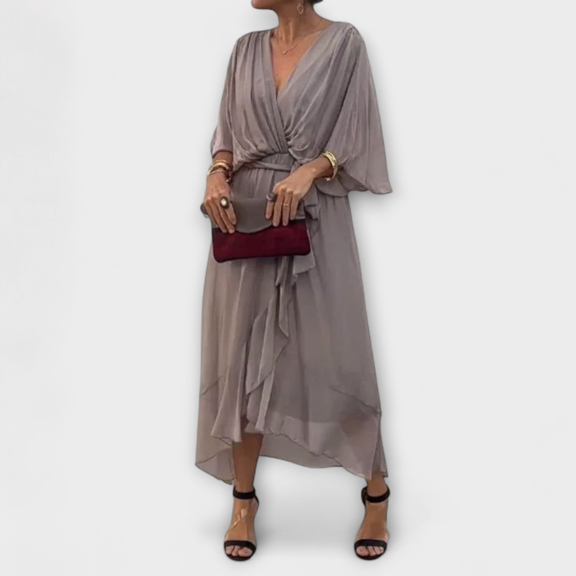 NOSTRA Ljubljana | Amoura - Chiffon haljina s V-izrezom