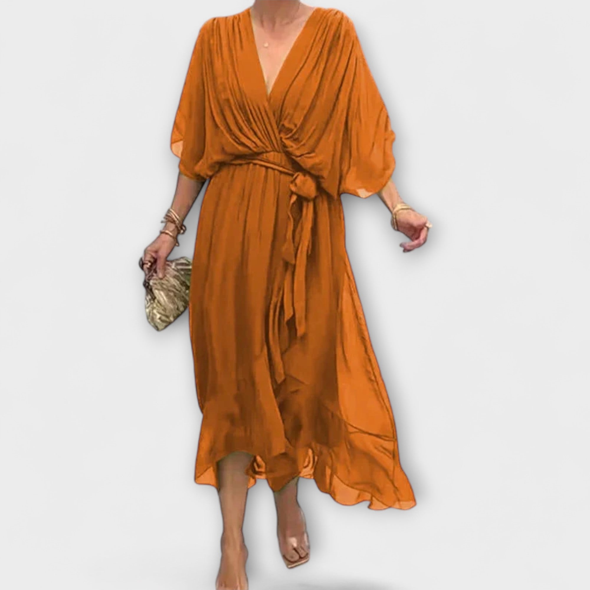 NOSTRA Ljubljana | Amoura - Chiffon haljina s V-izrezom