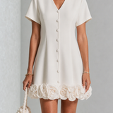 NOSTRA Ljubljana | Luciana - Elegantna Mini Haljina s Cvjetnim Rubom